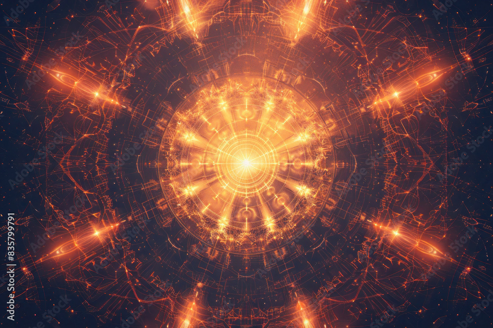 Obraz premium Enchanted Portal Pattern with Glowing Symbols and Mystical Pathways