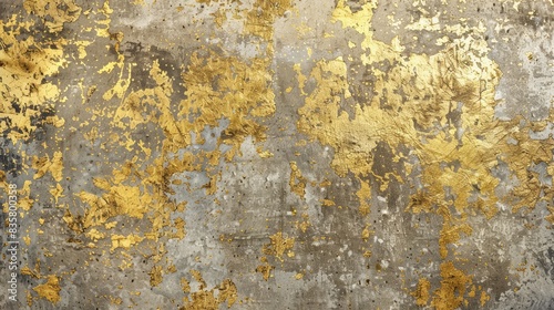 A blank concrete wall with a gold texture paint creating a surface for design A copy space image with a gold color surface for creativity​