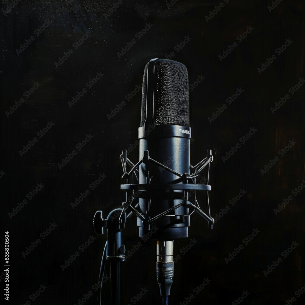 Professional Studio Microphone on Dark Background for Music Recording Professional Studio Microphone on Dark Background for Music Recording