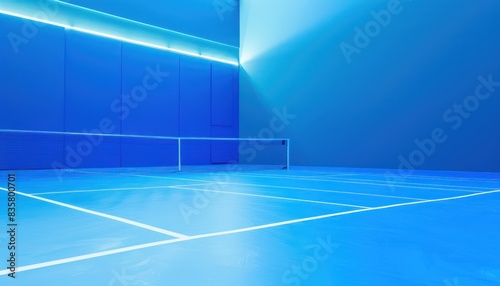 clean blue tennis court with clearly defined white line