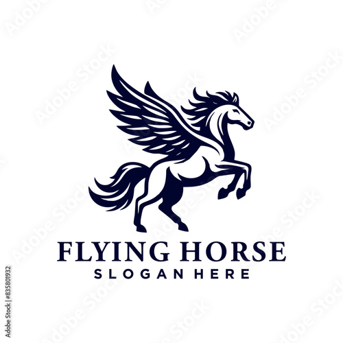 Horse Pegasus Logo Design Template. Flying horse logo design