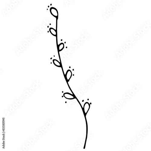 Doodle Abstract Floral Leaves Line Art Hand Drawn