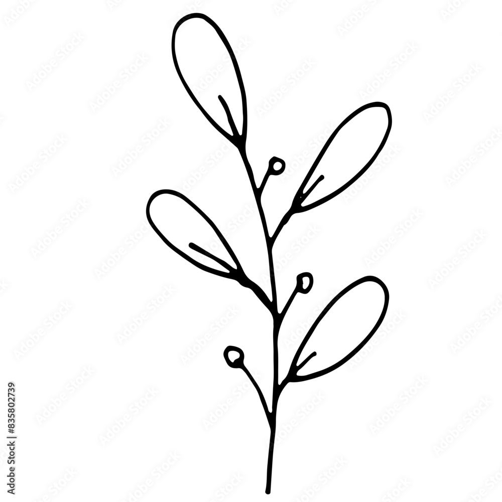 Abstract Doodle Line Art Hand Drawn Sticker Floral Botanical Abstract Doodle Line Art Hand Drawn Sticker Floral Botanical