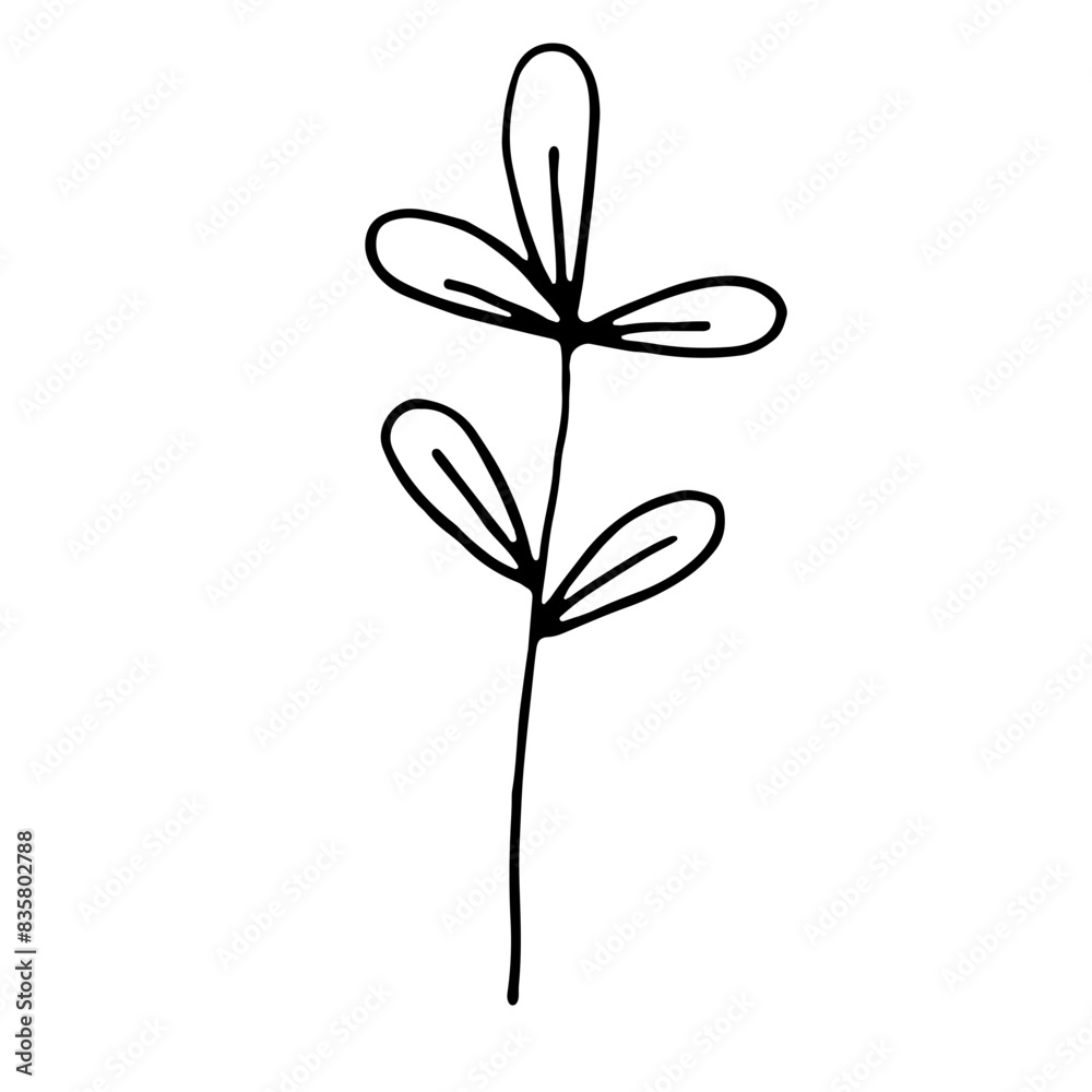 Abstract Doodle Line Art Hand Drawn Sticker Floral Botanical Abstract Doodle Line Art Hand Drawn Sticker Floral Botanical