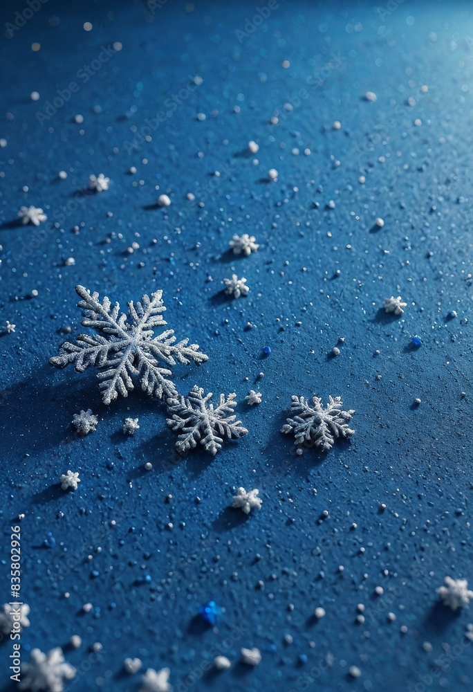 Silver Snowflakes on Blue Background Silver Snowflakes on Blue Background