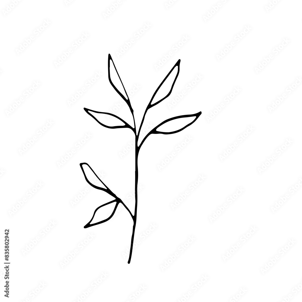 Abstract Doodle Line Art Hand Drawn Sticker Floral Botanical