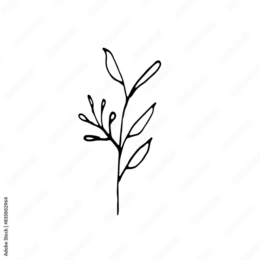 Abstract Doodle Line Art Hand Drawn Sticker Floral Botanical Abstract Doodle Line Art Hand Drawn Sticker Floral Botanical