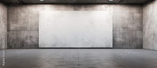 A businessman is strolling next to three empty frames in a contemporary art gallery setting, showcasing an art and design theme with space for text or images. Copy space image