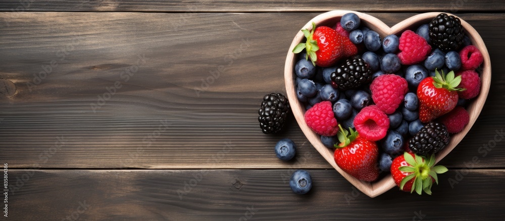 Assortment of raspberries, blueberries, green apple, and walnuts offering a healthy snack option, shown in a copy space image. Assortment of raspberries, blueberries, green apple, and walnuts offering a healthy snack option, shown in a copy space image.