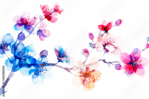 Delicate watercolor illustration of cherry blossoms in full bloom.