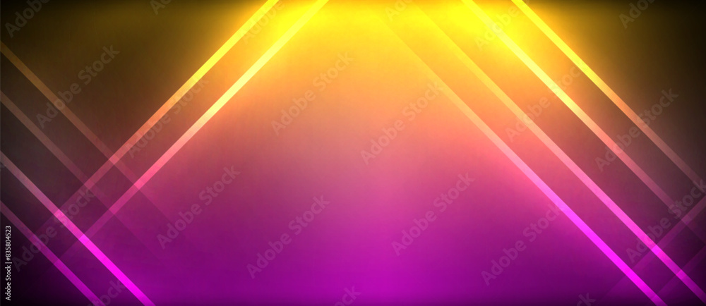 Neon glowing circle rays, light round lines in the dark, planet style neon wave lines. Energetic electric concept design for wallpaper, banner, background