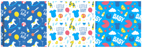 Wallpaper Mural Baby Seamless Pattern Design, A Set of Simple Decorative Elements in a Hand Drawn on Style Cartoon Flat Illustration Template Torontodigital.ca