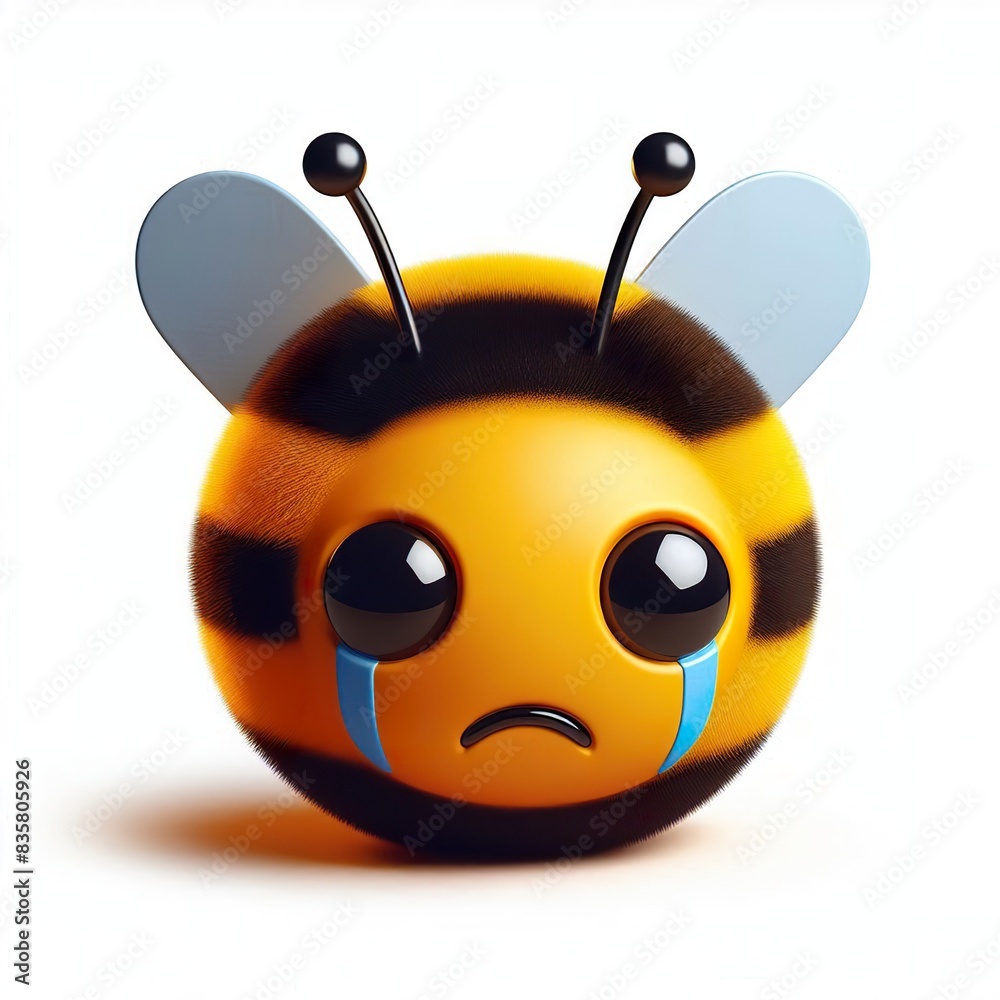 Naklejka premium a 3D bumblebee sad emoji on a white background