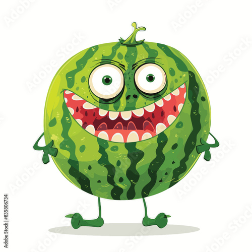 Happy Watermelon Monster Fun and Cute Illustration