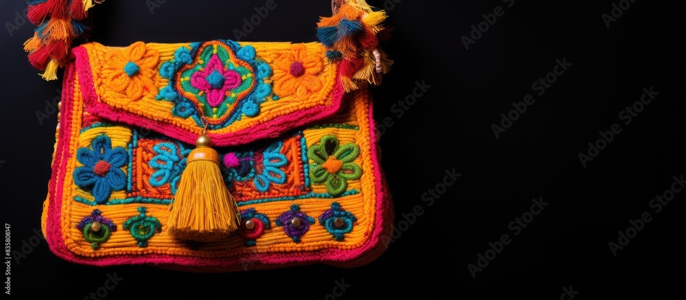 An Indian handbag with a white background for a copy space image.