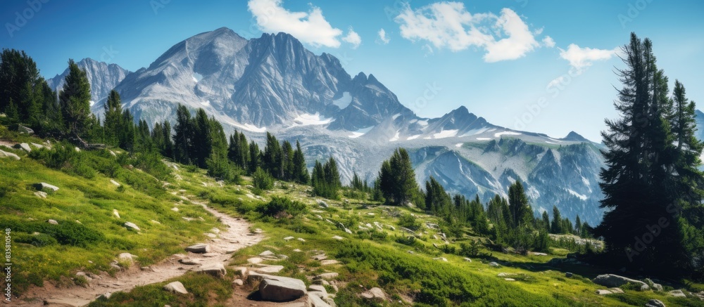 Scenic mountain range with a misty morning fog creating a picturesque background ideal for a copy space image. Scenic mountain range with a misty morning fog creating a picturesque background ideal for a copy space image.