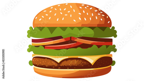 フラットデザインのシンプルなハンバーガー