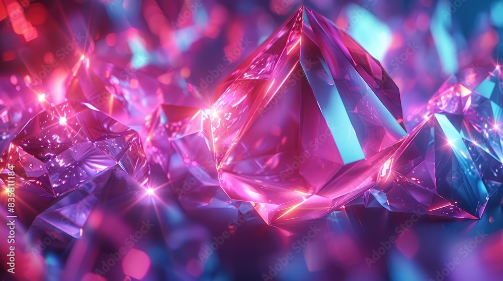 Futuristic Holographic Abstract Geometric Shapes in Neon Colors - Digital Render Concept Futuristic Holographic Abstract Geometric Shapes in Neon Colors - Digital Render Concept