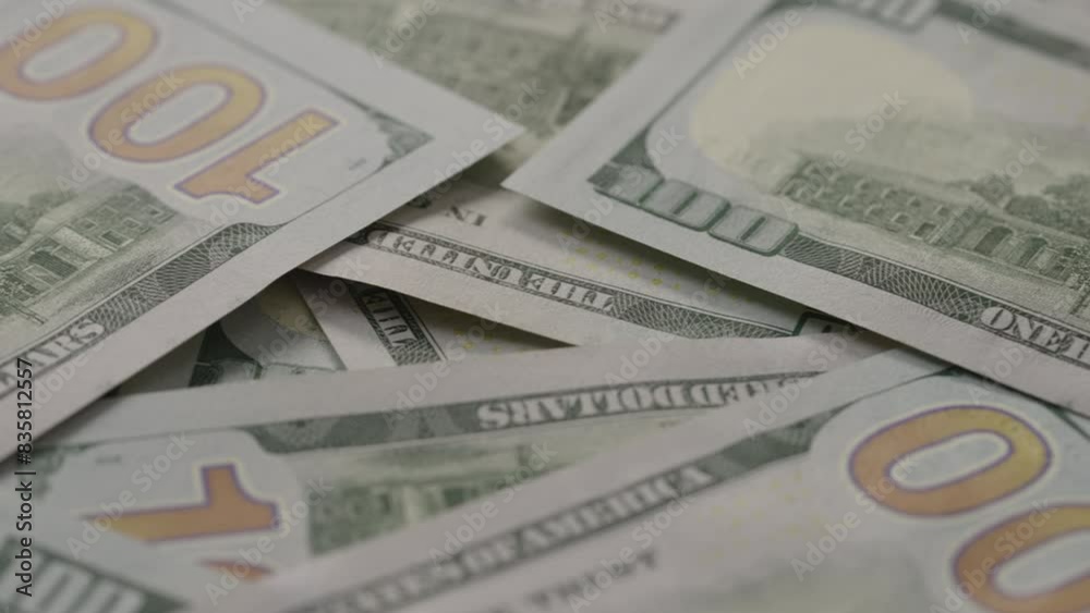 Closeup slide background of 100 dollar bills new style Closeup slide background of 100 dollar bills new style