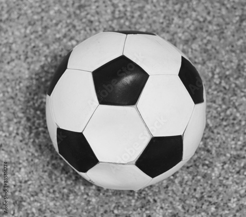 soccer ball on gray surface.