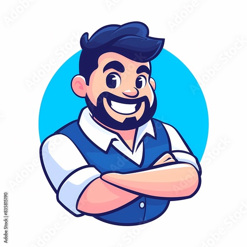 Wallpaper Mural course logo concept, excited smiling mentor character, flat illustration isolated Torontodigital.ca