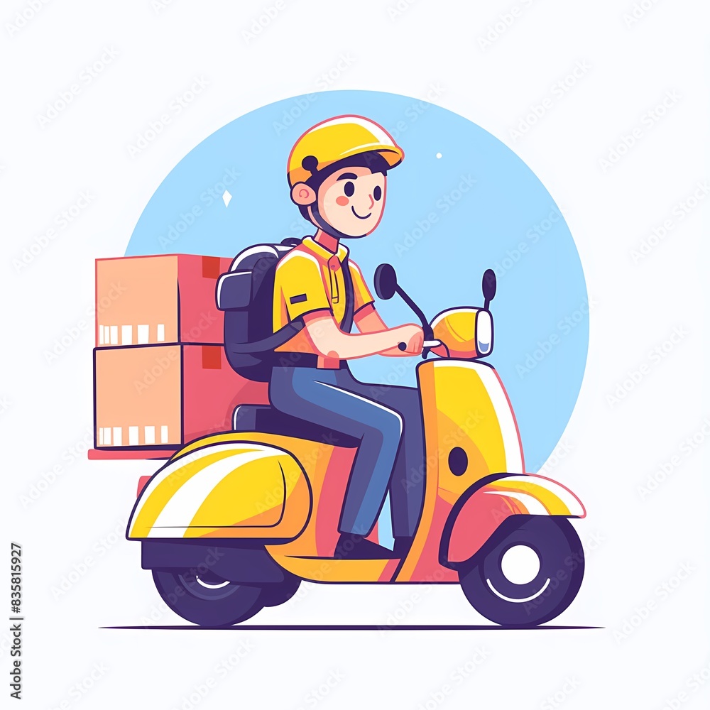 mascot illustration delivery man, flat and cute character, solid vector logo mascot illustration delivery man, flat and cute character, solid vector logo