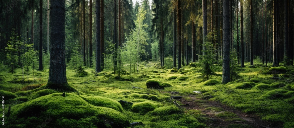 Obraz premium Dark forest scenery with copy space image available.