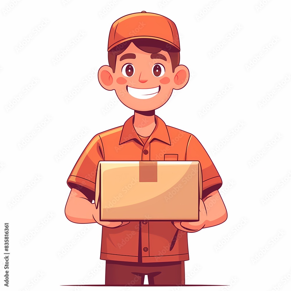 mascot illustration delivery man, flat and cute character, solid vector logo mascot illustration delivery man, flat and cute character, solid vector logo