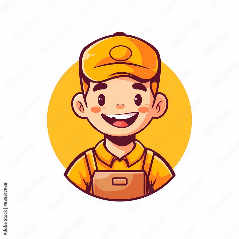 mascot illustration delivery man, flat and cute character, solid vector logo mascot illustration delivery man, flat and cute character, solid vector logo