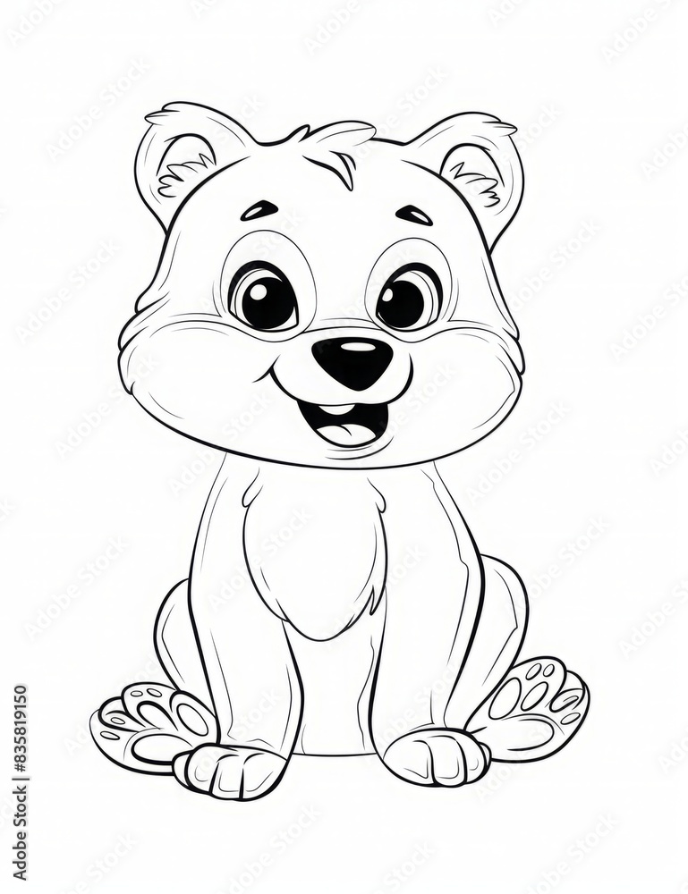 cat, animal for coloring book for kids 3-7 years on the white background