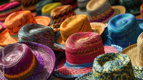 Vibrant summer hats made of straw
