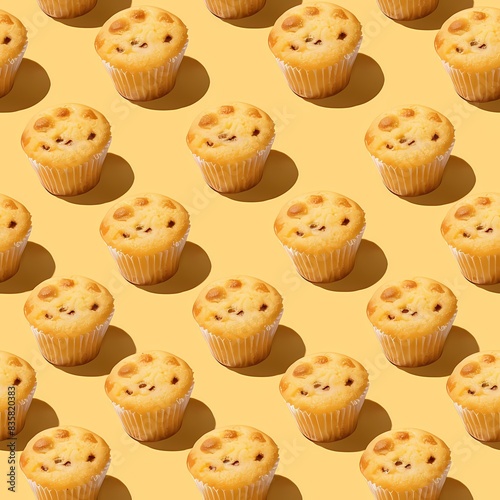 pattern cake, muffins, cupcakes, symmetrical composition pastry, seamless repeating pattern