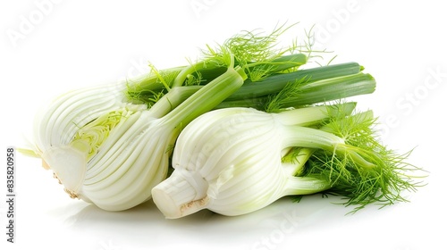 Blanched florence fennel isolated on white background, fenel
