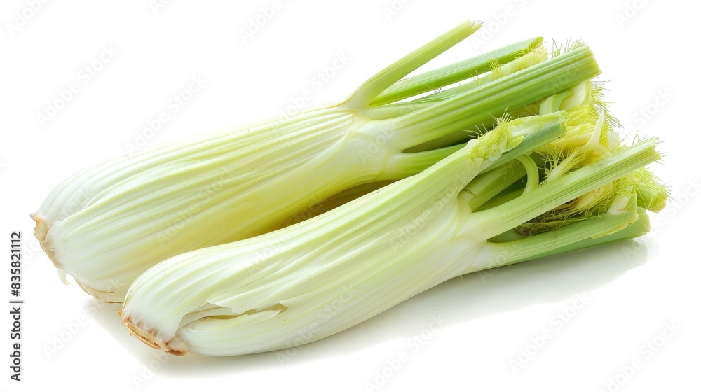 Blanched florence fennel isolated on white background, fenel Blanched florence fennel isolated on white background, fenel
