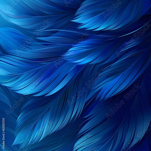 Blue feather background. Abstract dynamic composition. Vector feather illustration photo