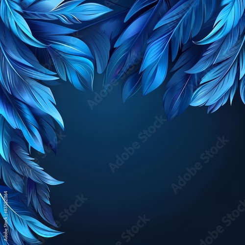 Blue feather background. Abstract dynamic composition. Vector feather illustration photo