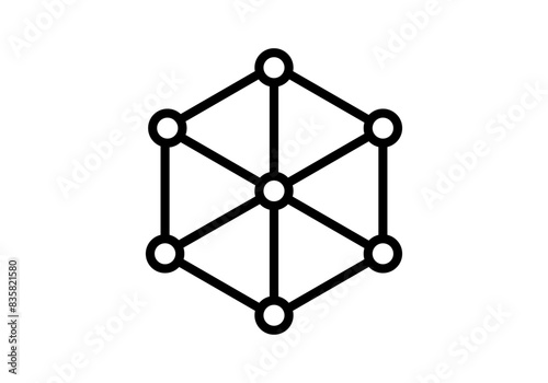 Icono negro representación de átomos que forman la materia a través de un cubo con círculos en los vértices