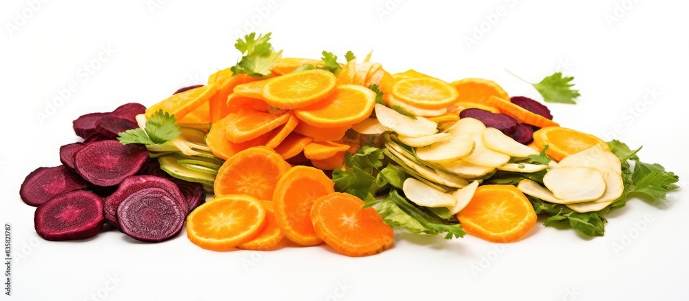 Group of young individuals enjoying vegetable chips from an overhead perspective with copy space image. Group of young individuals enjoying vegetable chips from an overhead perspective with copy space image.