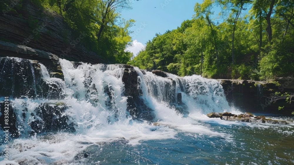 Waterfall flowing at a wide angle Waterfall flowing at a wide angle