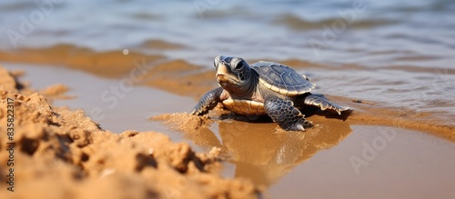 Center dedicated to rescuing and rehabilitating sea turtles with copy space image available.