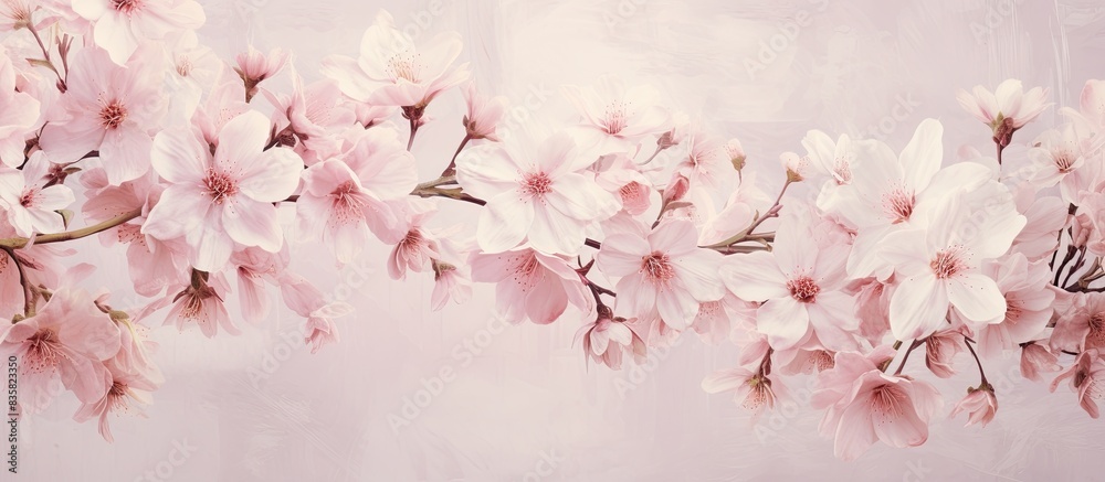 Obraz premium White bell flowers arranged into a spring bouquet set against a blue backdrop with no other elements, providing a clean and serene copy space image.