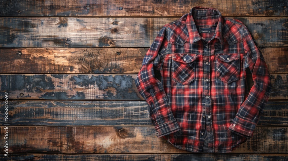 Flannel Shirt on Rustic Background