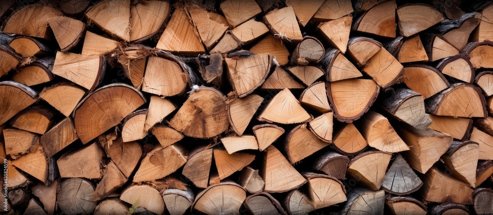 Firewood bundles arranged with a white backdrop for a copy space image. Firewood bundles arranged with a white backdrop for a copy space image.