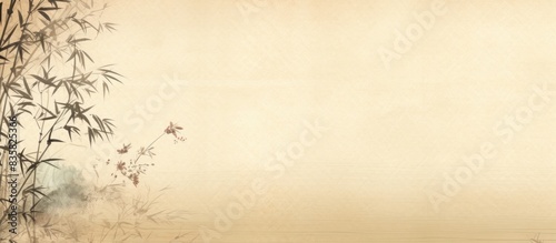 Aged brown rice paper texture background for Chinese painting or Japanese arts with copy space image.