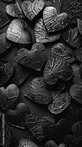 Black hearts background photo