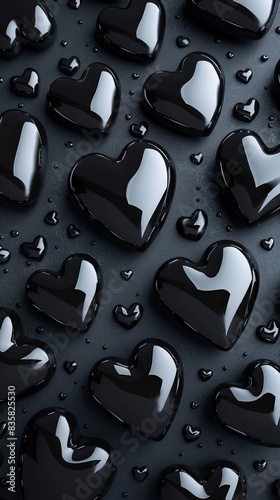 Black hearts background photo