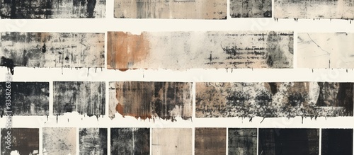 A set of three intricate letterpress textures, stamp, and rolled ink textures isolated on a white background, ideal for vintage overlays or distressed masks with copy space image.