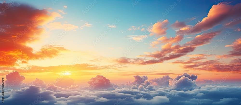 Soft pink clouds create a gentle and romantic atmosphere in the sky during dawn and sunset, ideal for a romantic copy space image. Soft pink clouds create a gentle and romantic atmosphere in the sky during dawn and sunset, ideal for a romantic copy space image.