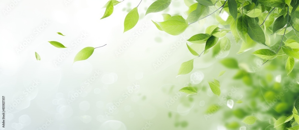 Main picture showcasing a simple atmosphere with green floating leaves, creating a clean air purifier setting with ample copy space image. Main picture showcasing a simple atmosphere with green floating leaves, creating a clean air purifier setting with ample copy space image.