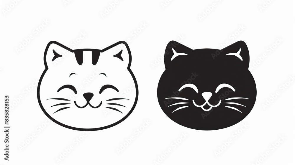 Black and white simple outline cats head emoticon pictures
Black and white simple outline cats head emoticon pictures